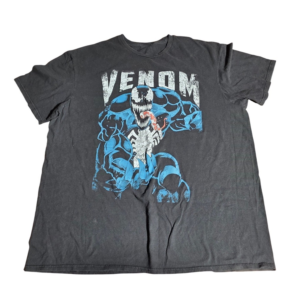 Marvel Venom Graphic T-Shirt Mens Black Short Sleeve Comic Book Tee XL